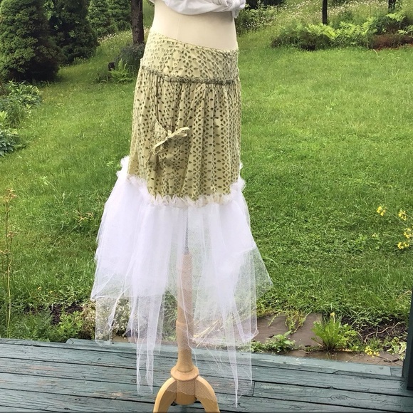 Fairycore Whimsygoth boho balletcore tiered upcycled Billabong tutu maxi skirt M - Picture 8 of 9